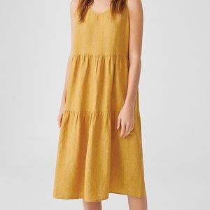 eileen fisher tiered organic layered dress marigold medium
